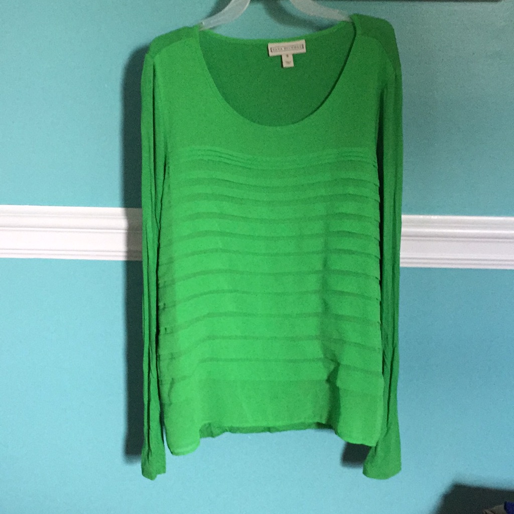 Green Pleated Blouse